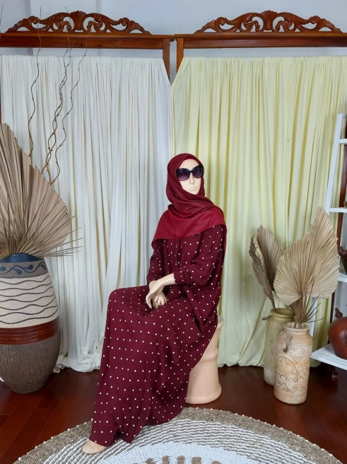 Gamis Kaftan Daily Polkadot Maroon 2 img_20220720_wa0012