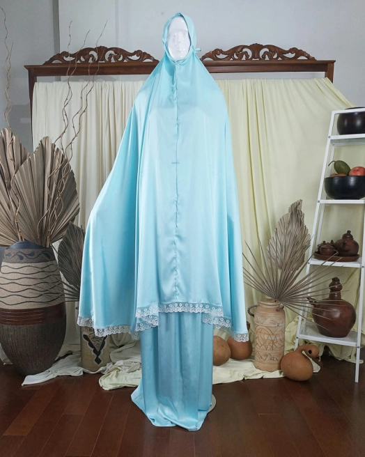 Mukena MUKENA SATIN LACE BLUE<br>(AB-MK01-MKLA) 2 mk_blue_1a