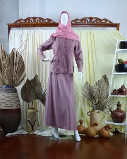 Tuniq Set Cotton Umbrella Embro Dusty Pink<br>AB-CST02-CUE 1 tunik_web_010