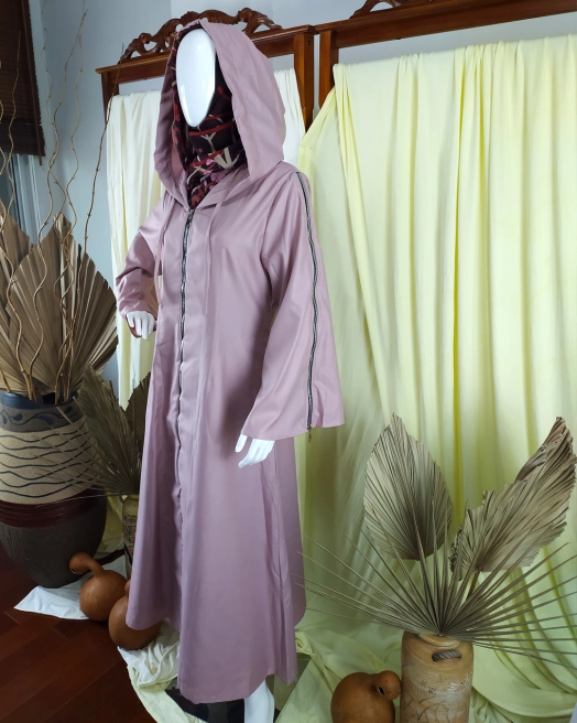 Gamis Hoddy Cotton Zipper Dusty Pink<br>AB-DR01-HZDPA 2 web_gamis_new_007b