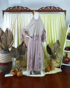 Gamis Dress Seruti Embro Flowers Nude 1 1 web_gamis_new_015a