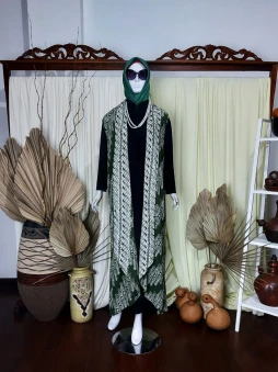 Long Kardigan Batik Green